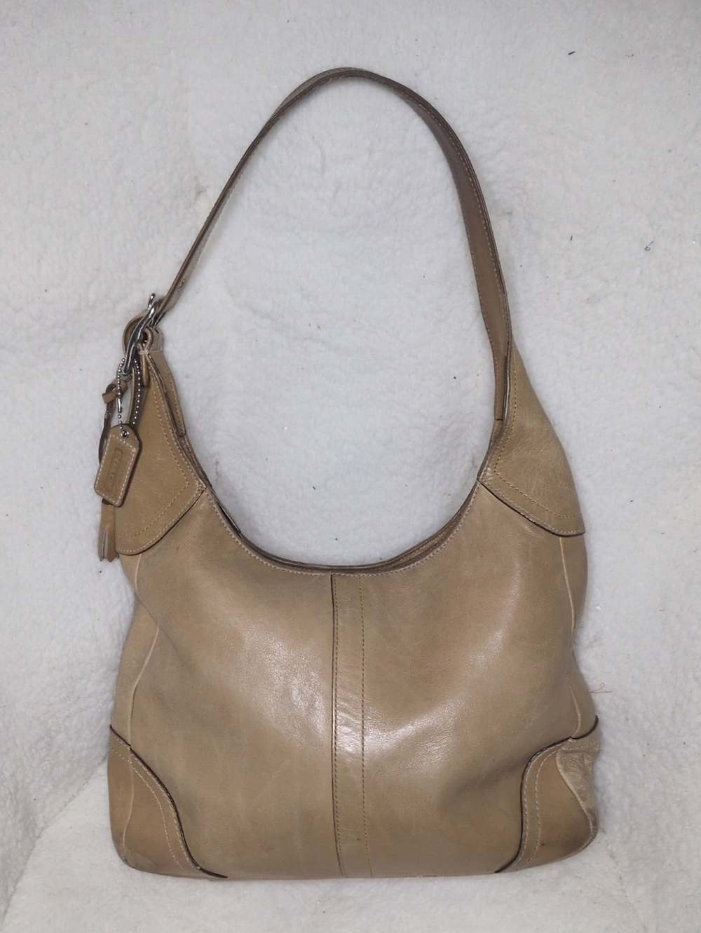 Coach Vintage Y2K Hamilton Beige Leather Hobo Shoulder Bag